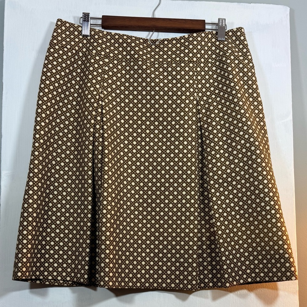Talbots Size 10 Tan Patterned A-Line Skirt